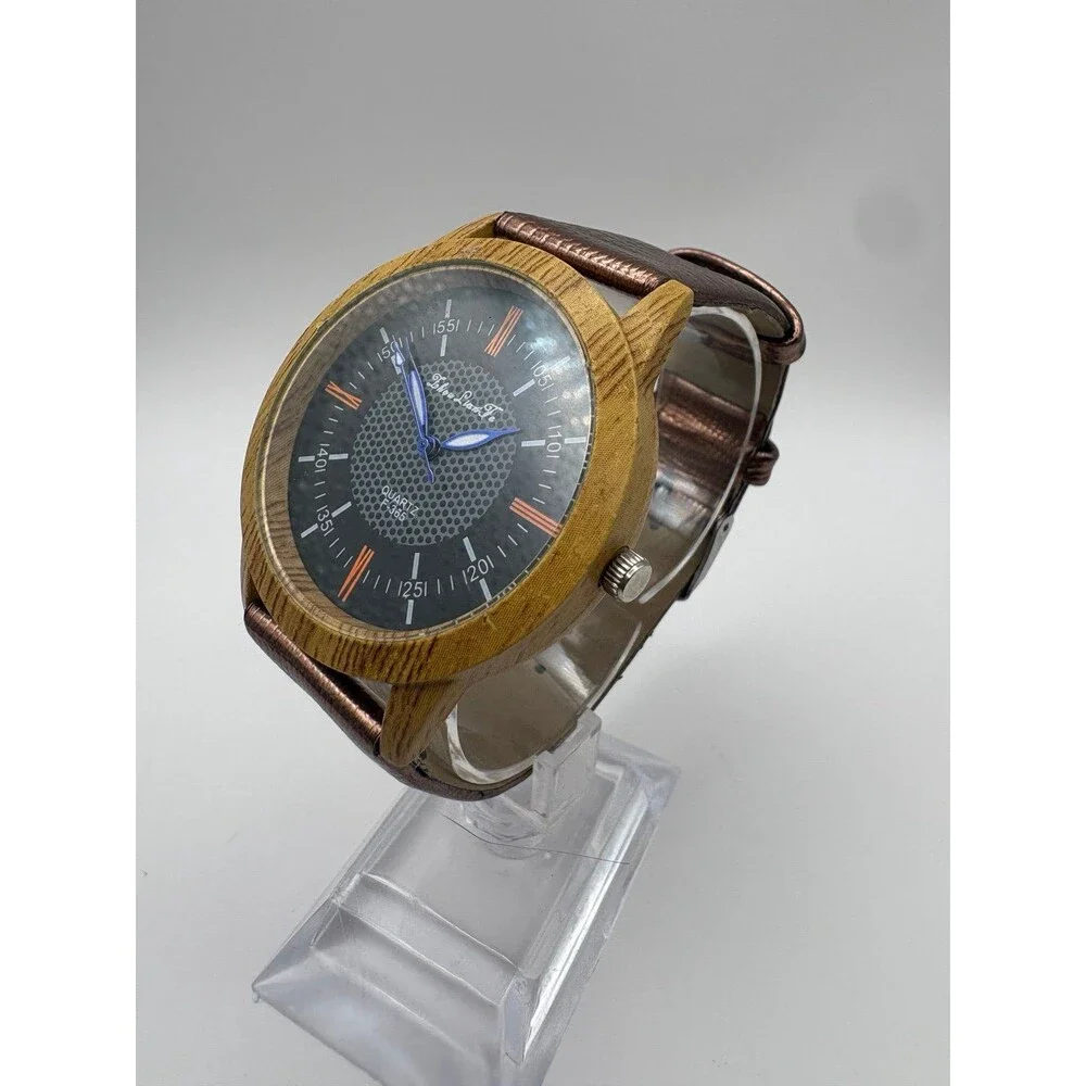 Yizhou Lian Fa Quartz Watch Wood Look F-365 Brown Strap